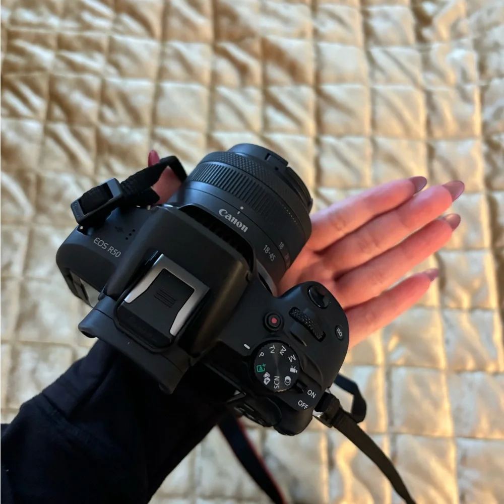 Canon EOS Black Digital Camera with Red Accents